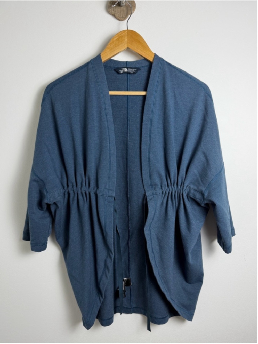 The North Face Blue Cocoon Cardigan Wrap Cinched Waist Dolman Sleeve Size S